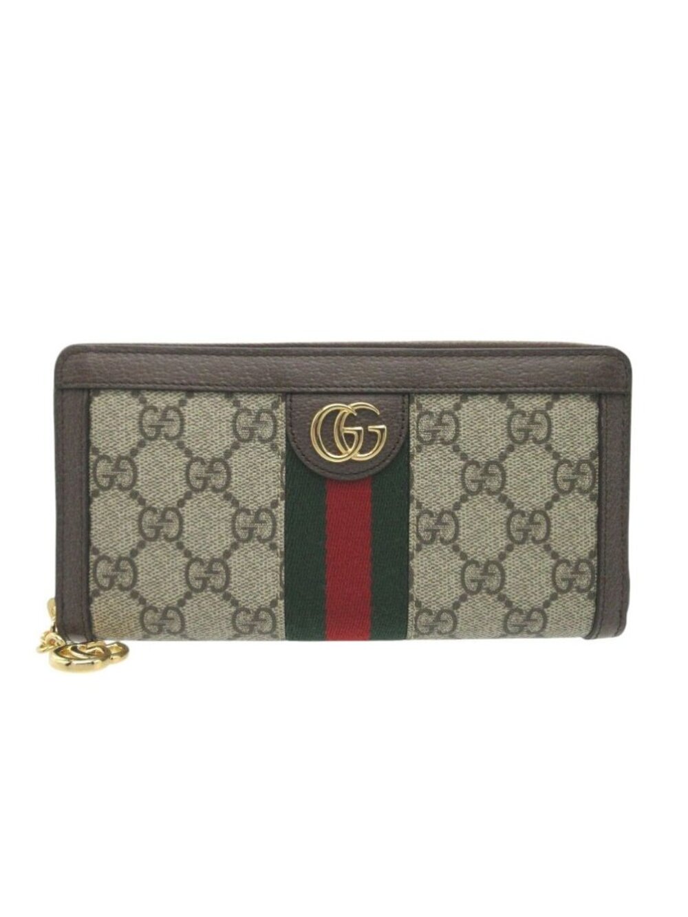 Gucci GG Supreme Zip Around Wallet Ophidia Brown